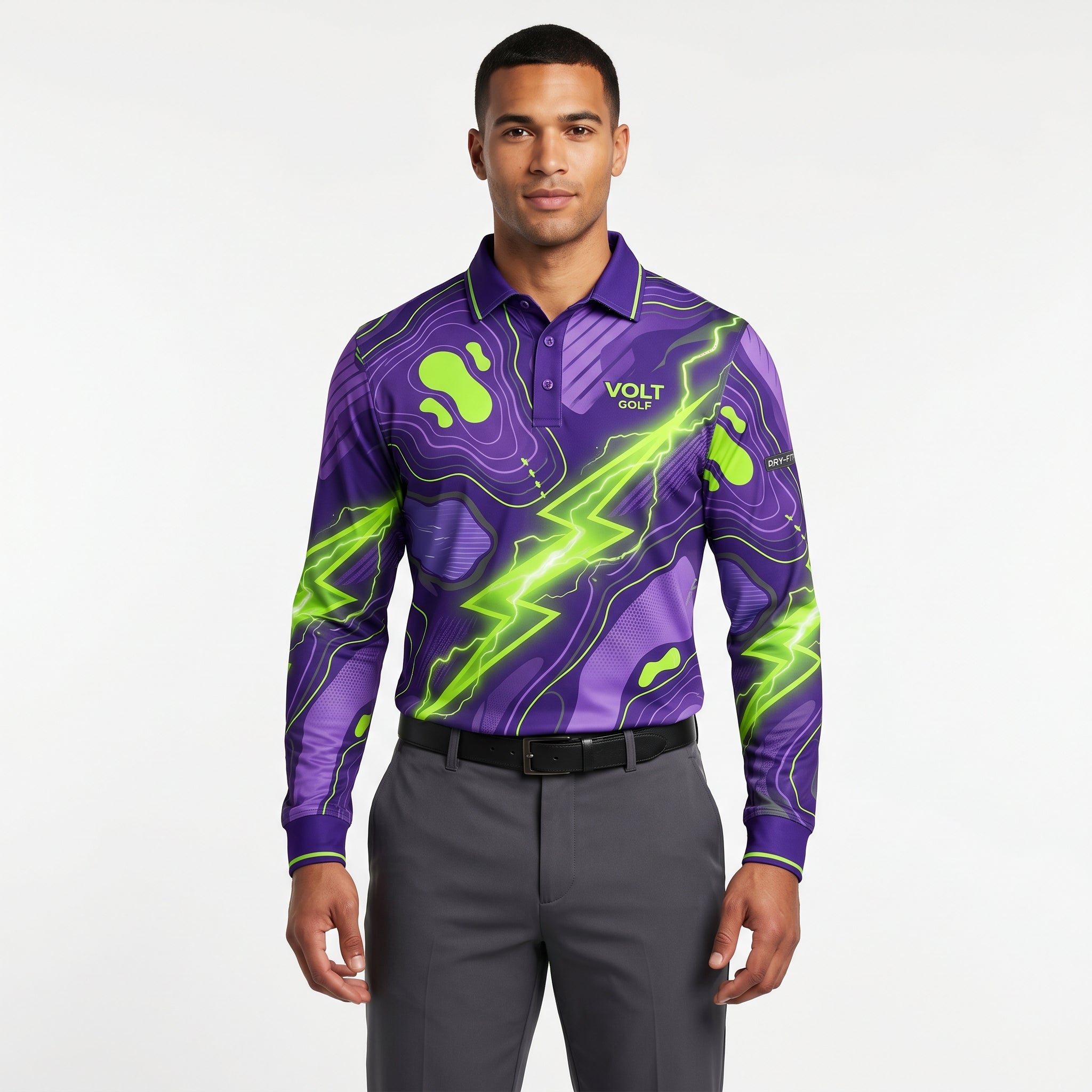 Custom Sublimation Long Sleeve Golf Shirt Mens