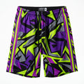 Custom Sublimation Shorts Mens purple lime stripe