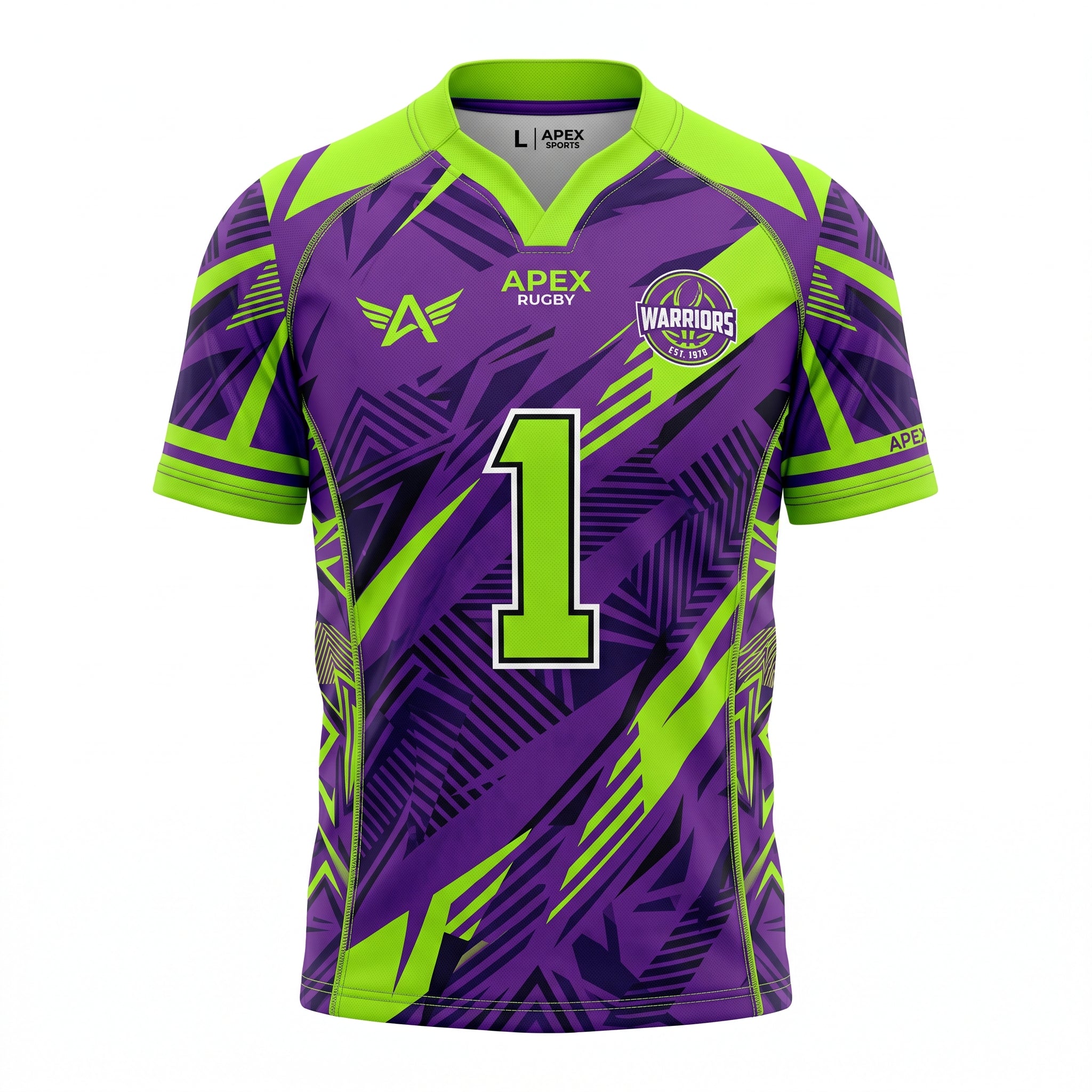 Custom Sublimation Rugby Jersey purple lime panels