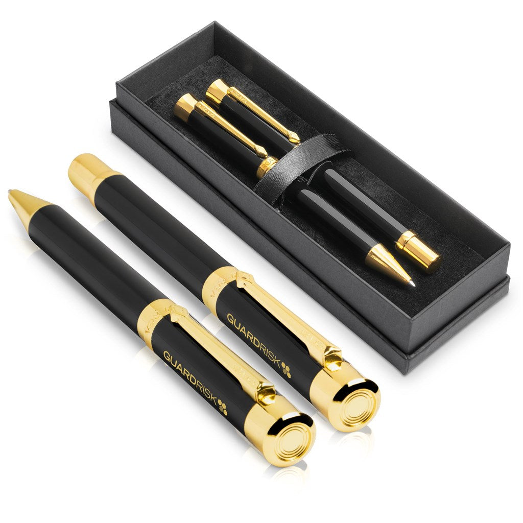 Alex Varga Corona Ball Pen & Rollerball Set - Black