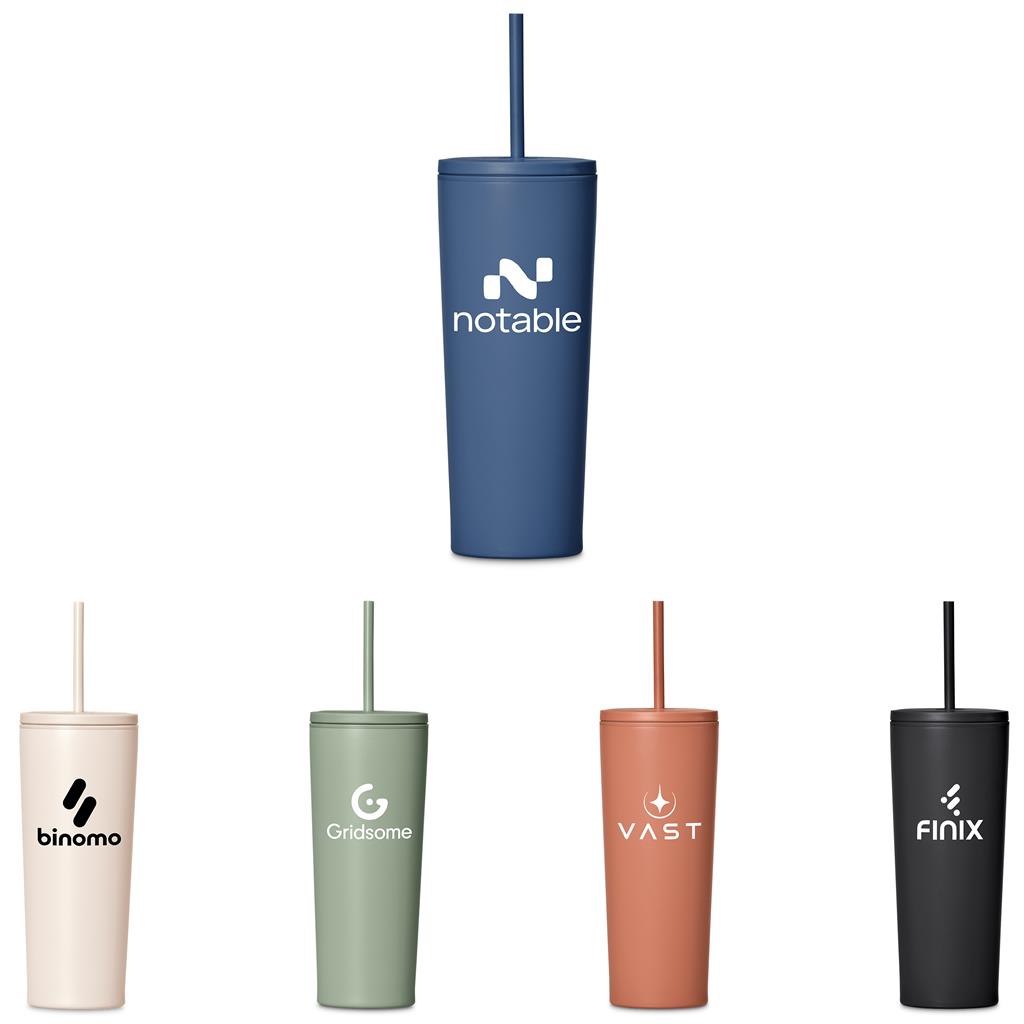 Kooshty Concorde Stainless Steel & Plastic Double-Wall Tumbler & Straw - 720ml